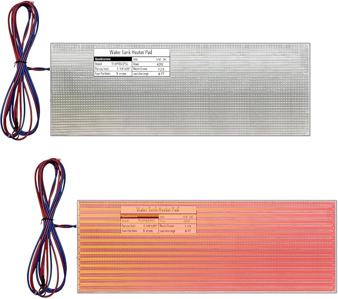 H&G lifestyles RV Tank Heater Pad Use with Up to 50 Gallons Fresh Water 12V Holding Tank Heating Pad with Constant Tempera...