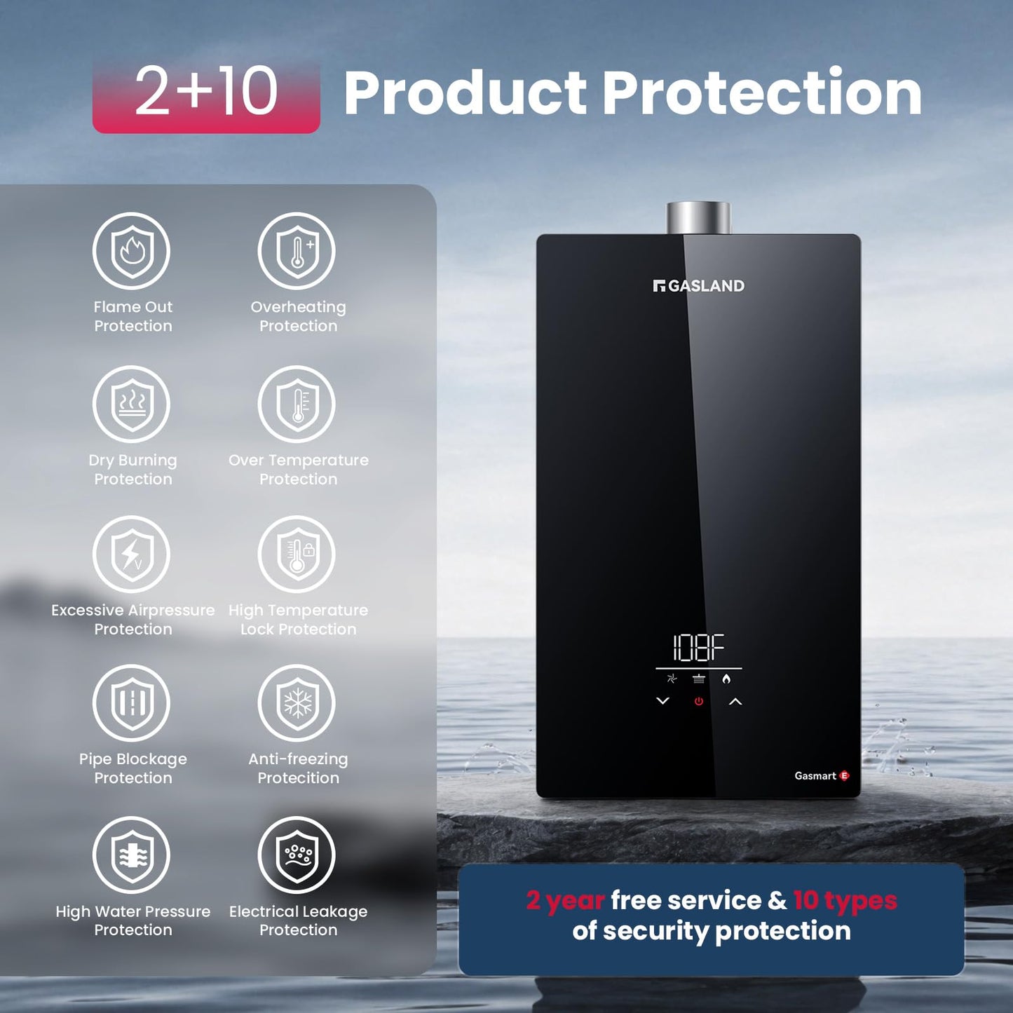 GASLAND Gasmart E Natural Gas Tankless Water Heater Indoor, Up to 5.8 GPM 150,000 BTU, CSA Certified Whole House Installation Residential On-demand Instant Hot Water Heater, CE528NG