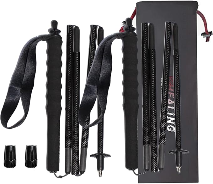 2pc High Strength 5-Section Foldable Carbon Fiber Trekking Poles - 115g/125g/130g, Compact Hiking Staff for Men & Women, I...