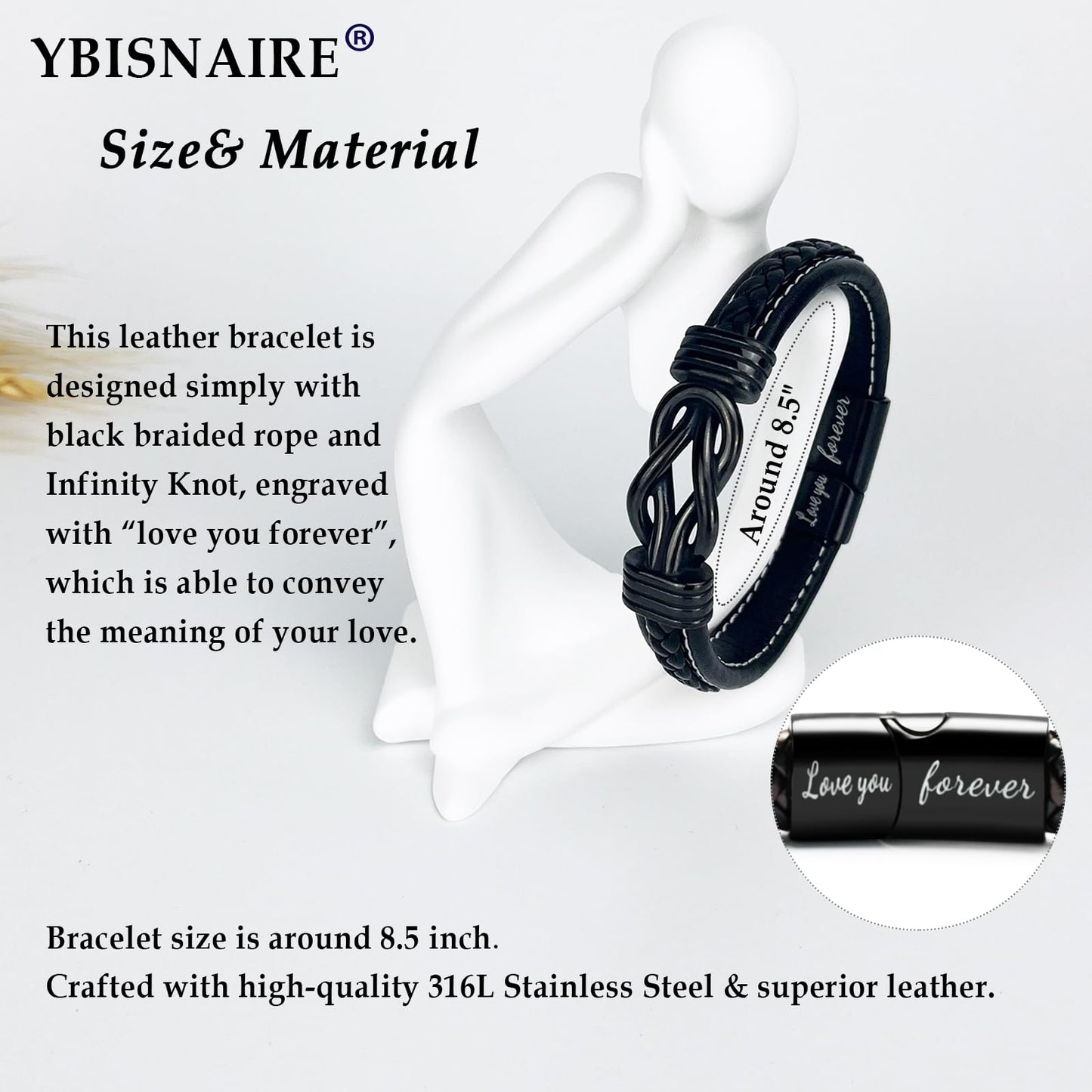 Gifts for Him Mens, Anniversary Fathers Day Birthday Cool Love Infinity Leather Cuff Bangle Bracelets Gifts To My Man Boyfriend Husband Fiance, Romantic I Love You Present for Valentines Christmas