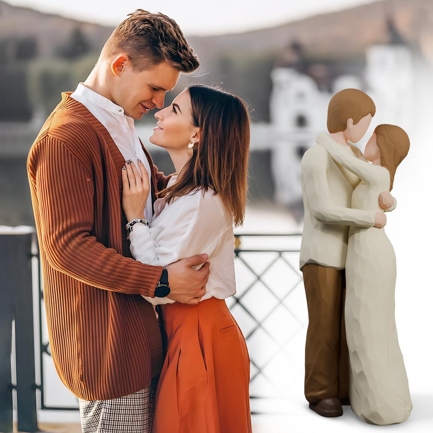 NANAOUS Couple Figurines, Best Wedding Engagement Romantic Gift for Husband Wife, Love Statue Valentine's Day Anniversary Birthday