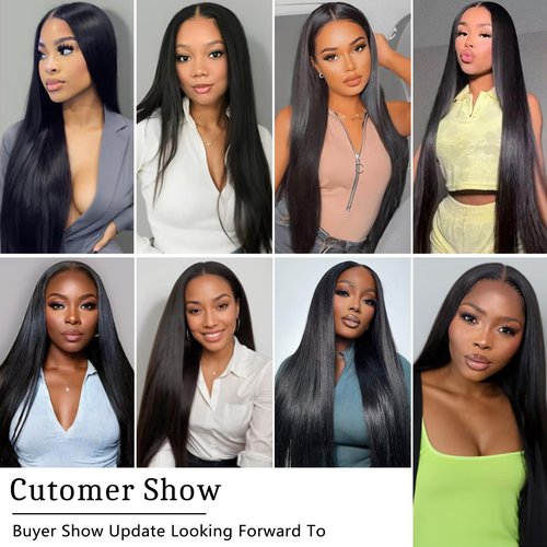 fphko 12A Human Hair Bundles Straight 4 Bundles 100% Unprocessed Brazilian Virgin Hair Double Weft Bundles Deals Human Hair Straight Human Hair Extensions Natural Color (4 Bundles, 22222222)