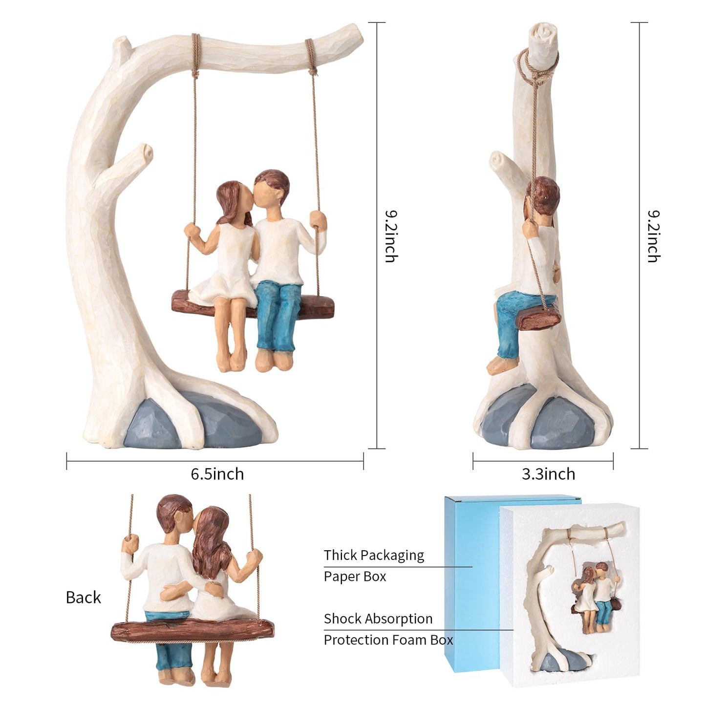 Romantic Couple Swing Statue.Kissing Sculpture Anniversary Wedding Gifts for couple,Valentine's Day and birthday Gifts for Wife or Girlfriend.Sweet Home Decoration. Conveying Love's Romance and Warmth
