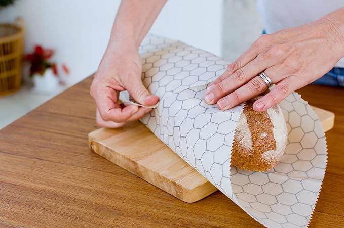 SUPERBEE Beeswax Bread Wrap, Reusable Beeswax Wrap for Food, Wrap Bread, Reusable Bees Wrap Paper for Wrapping Vegetables, Cheese Paper, Bowl Covers and Sandwich Wrapping, XXL (Passion Som)