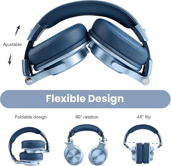 OneOdio A70 Bluetooth Over Ear Headphones, Wireless Headphones w/ 72H Playtime, Hi-Res, 3.5mm/6.35mm Wired Audio Jack for Studio Monitor & Mixing DJ Guitar AMP, Computer Laptop PC Tablet - Sky Blue
