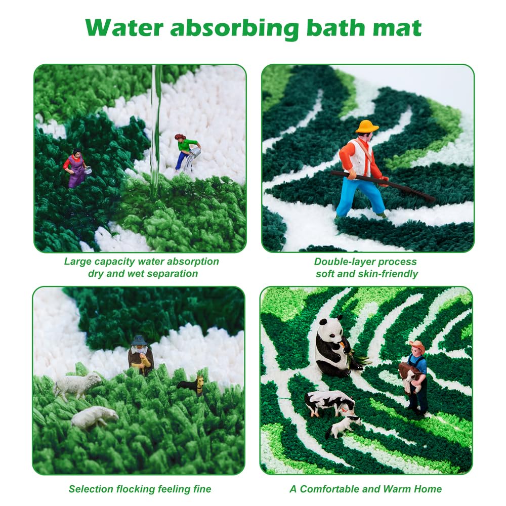 Baahrnom U Shaped Toilet Rug 24" x 20" Extra Soft Absorbent Microfiber Contoured Bathroom Rugs Non Slip Toilet Rugs for Bathroom U Shaped Washable Unique Aesthetic Toilet Bath Mat