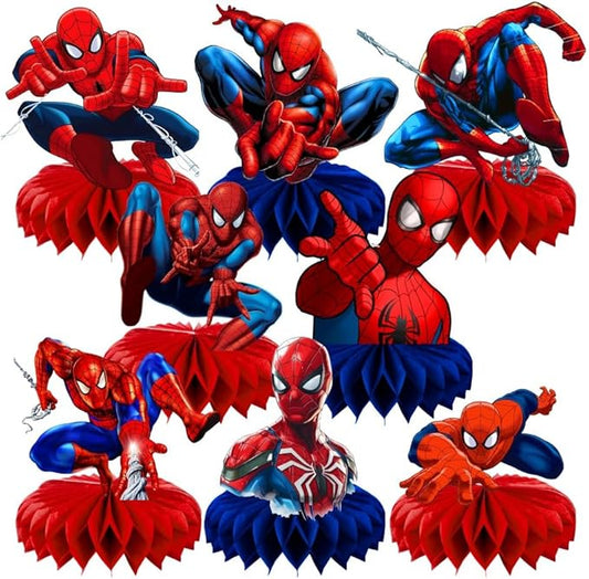 8Pcs Spider Honeycomb Table Centerpiece Spider Birthday Party Supplies Table Decorations for Kids Party Decorations