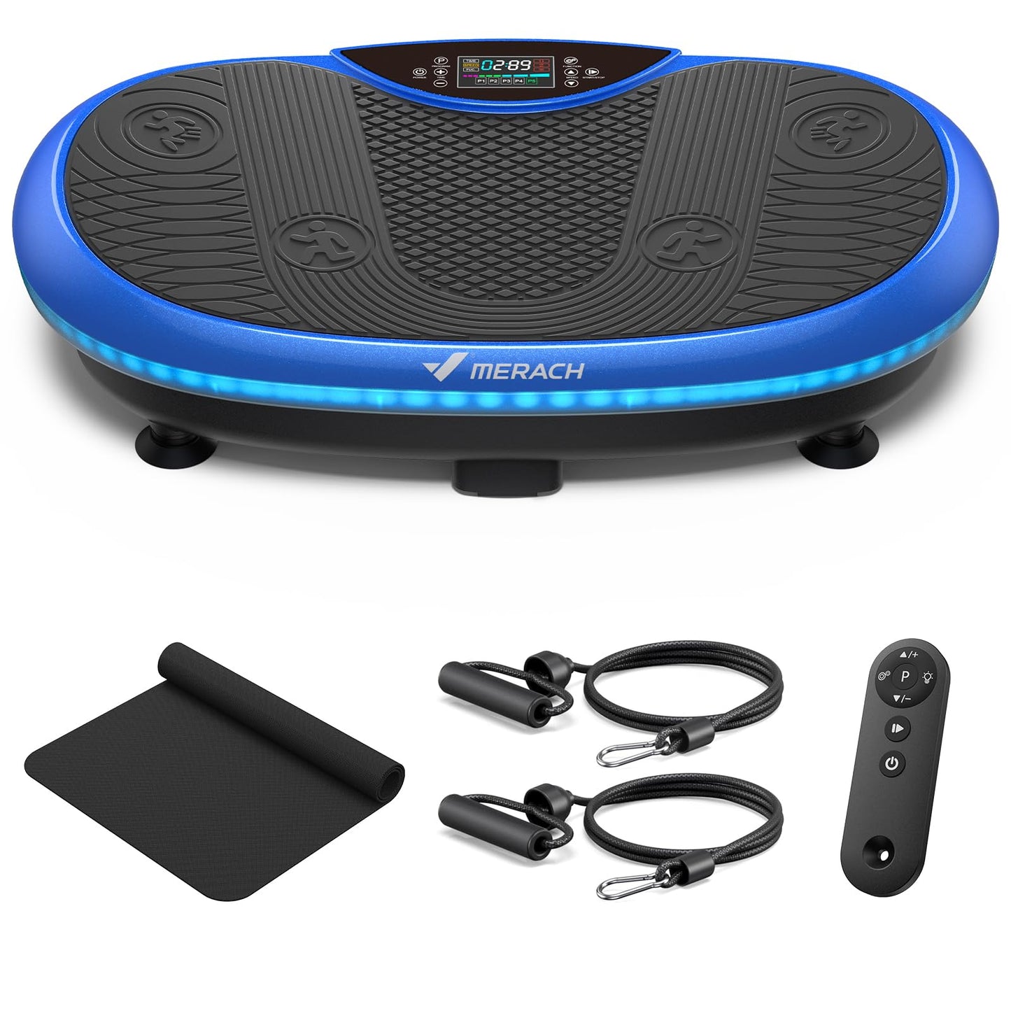 MERACH Vibration Plate Exercise Machine, 4D Whole Body Workout Vibrating Platform for Lymphatic Drainage Weight Loss Muscle Activation, Home Fitness Equipment with Bluetooth Light Pull Cord