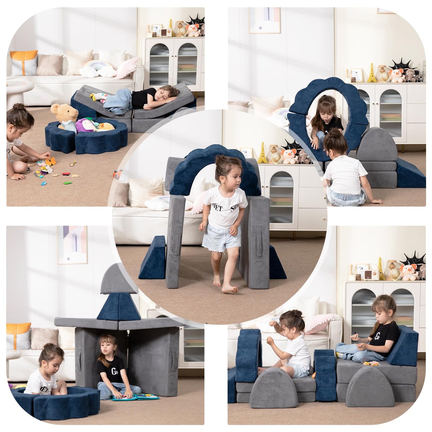 LOAOL Kids Couch 10PCS, Modular Kids Play Couch, Multifunctional Foam Toddler Sofa, Imaginative Convertible Play Sofa for Playroom