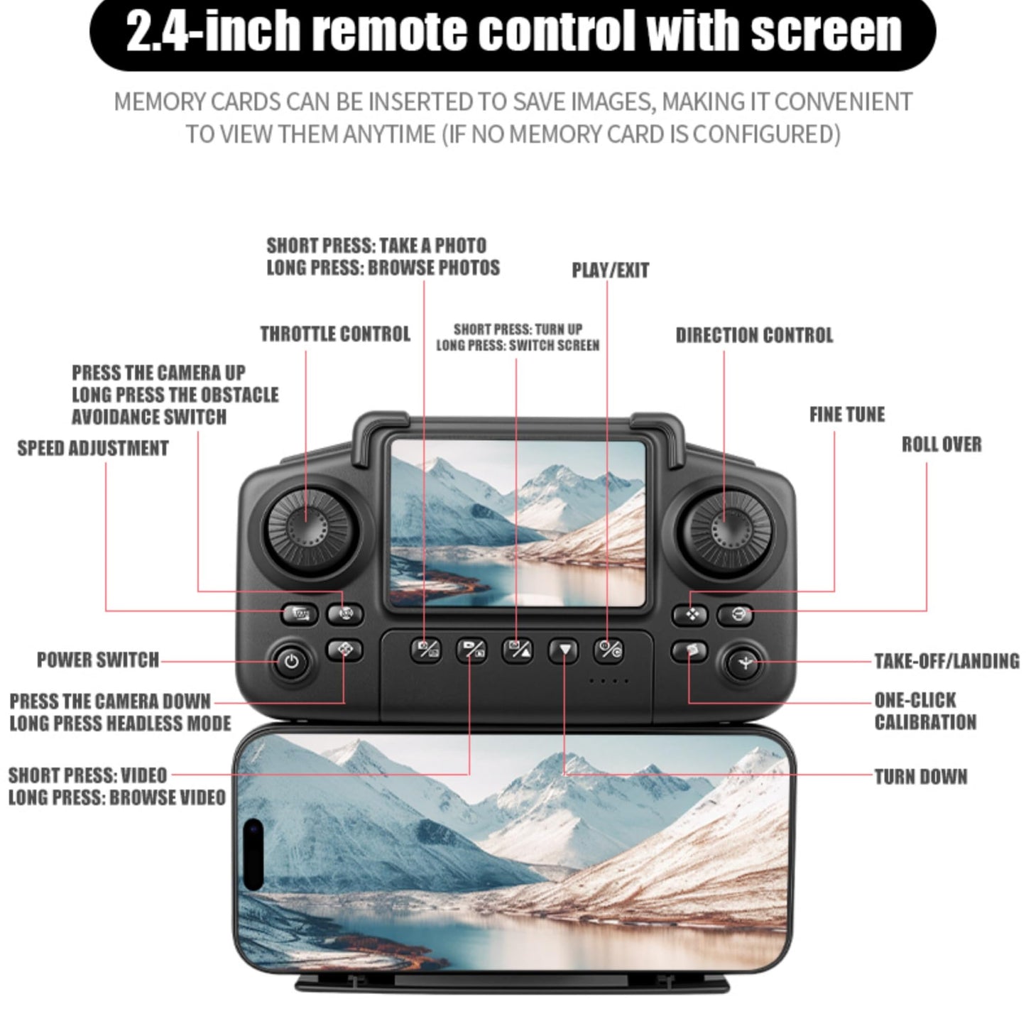 Drones for kids 8-12 with camera – Drone with camera for kids & Beginners, Mini kids drone with Fancy LED Lights, 2.4" Built-In FPV Screen, Dual Batteries, Indoor & Outdoor Toy Gift