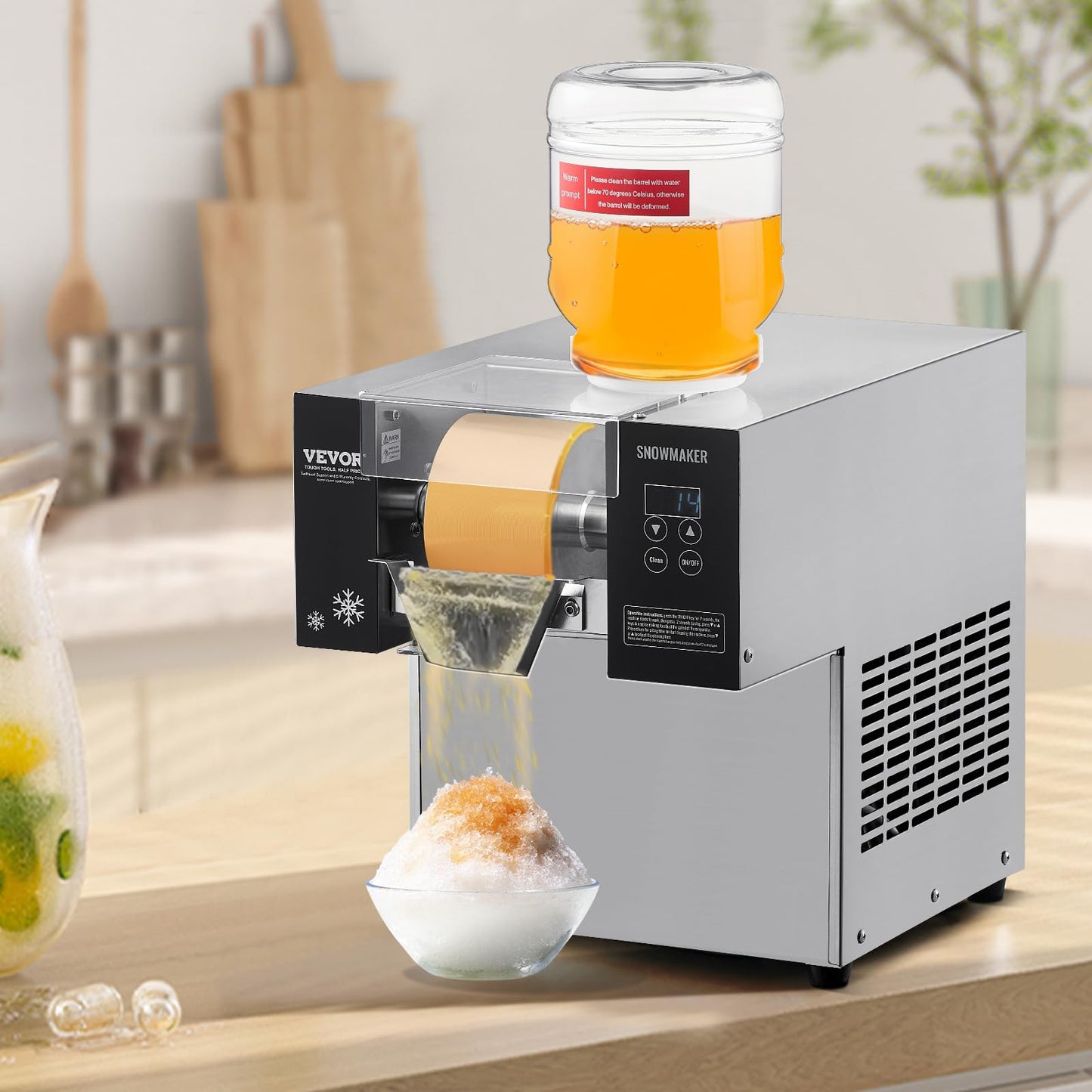 VEVOR Commercial Snowflake Ice Machine, 176.4LBS/24H Snowflake Ice Maker, Stainless Steel Ice Shaver Machine, Electric Snow Cone Maker, Air Cooling System for Rapid Heat Dissipation, for Bakery, Café