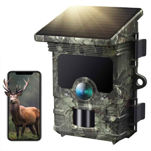 VOOPEAK 4K Trail Camera WiFi - 85MP 30FPS Solar Trail Camera with 850nm Night Vision, 120° Wide-Angle Motion Activated Game Cam, 0.1s Trigger, IP66 Waterproof for Wildlife Monitoring