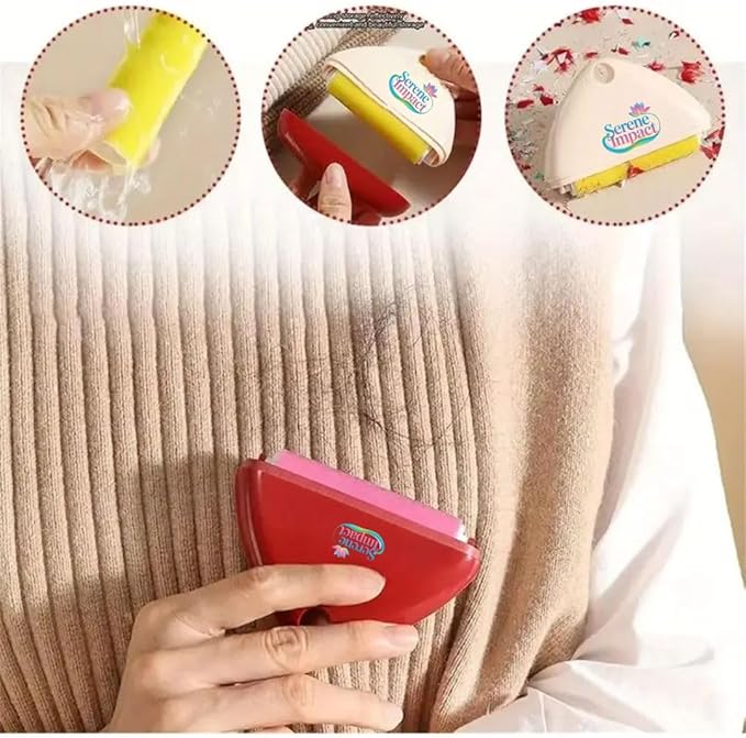 Sticky Lint Roller, Portable Washable Sticky Hair Roller, Reusable Mini Sticky Lint Roller Pet Hair Remover, Triangle Hair Remover, Strong Sticky for Clothes, Furniture, Dog and Cat- Red