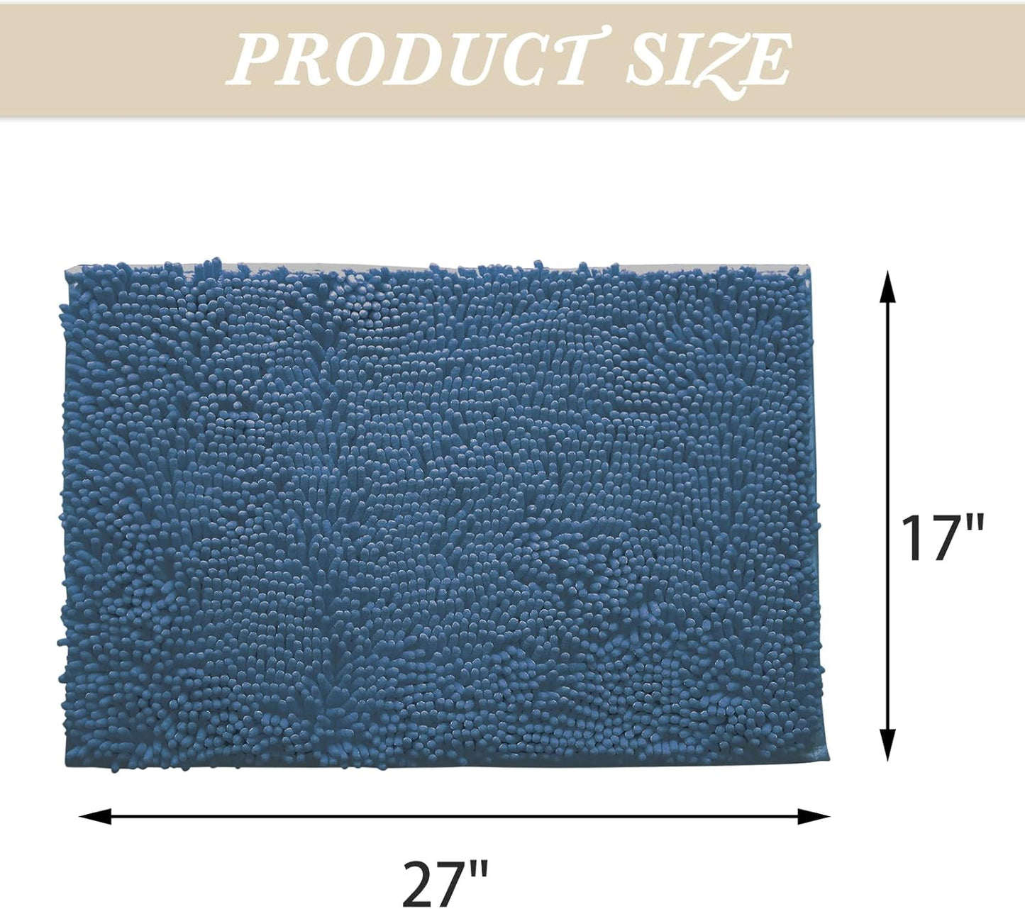 Non-Slip Bath Rug,Extra Soft Microfiber Bedroom Shag Carpet with Anti-Slip Backing,Water/Dust Absorbent Fast Dry Shower Mat,Sound Insulated Stairs Pad,Machine Washable (NavyBlue,17 x 27 Inches)