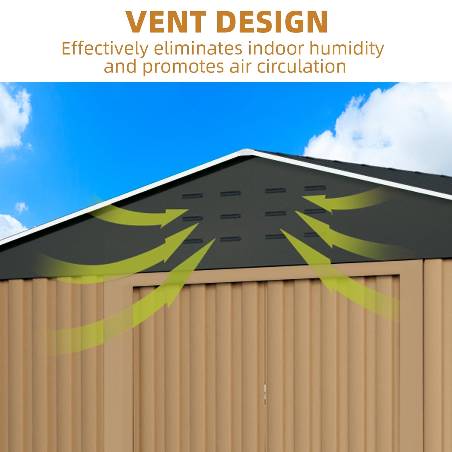 Garvee 10x10ft Metal Shed, Outdoor Garden Tool Storage Shed with Lockable Doors, Large Metal Shed with Sturdy Frame Structure, for Backyard, Patio, Lawn, Brown
