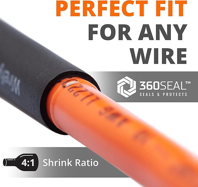 Wirefy 5/8" Heat Shrink Tubing - 4:1 Ratio - Adhesive Lined - a resistant Heat Shrink - 50 Feet Roll - Black
