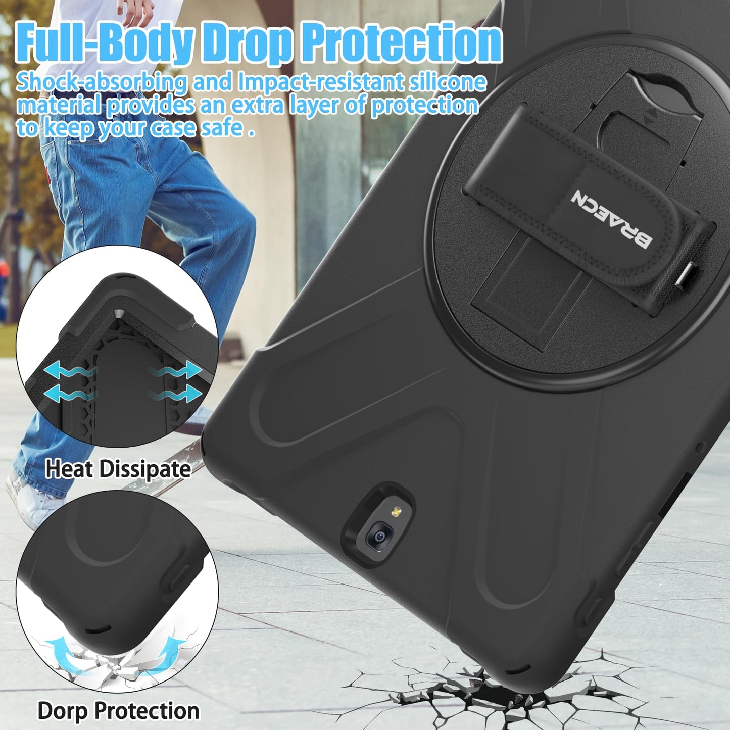 Braecnstock For Samsung Galaxy Tab S3 Case 9.7 Inch 2017 (Sm-T820/T825/T827) Rugged Shockproof Protective Cover With Rotating St