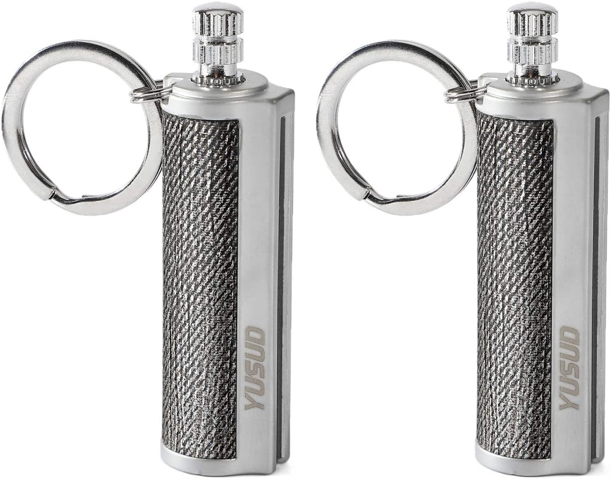YUSUD 2 Pack Permanent Match Infinity Lighter with Multitool Keychain, Reusable Waterproof Match Strike Anywhere, Forever Flint Fire Starter for Outdoor Survival Tool for Men