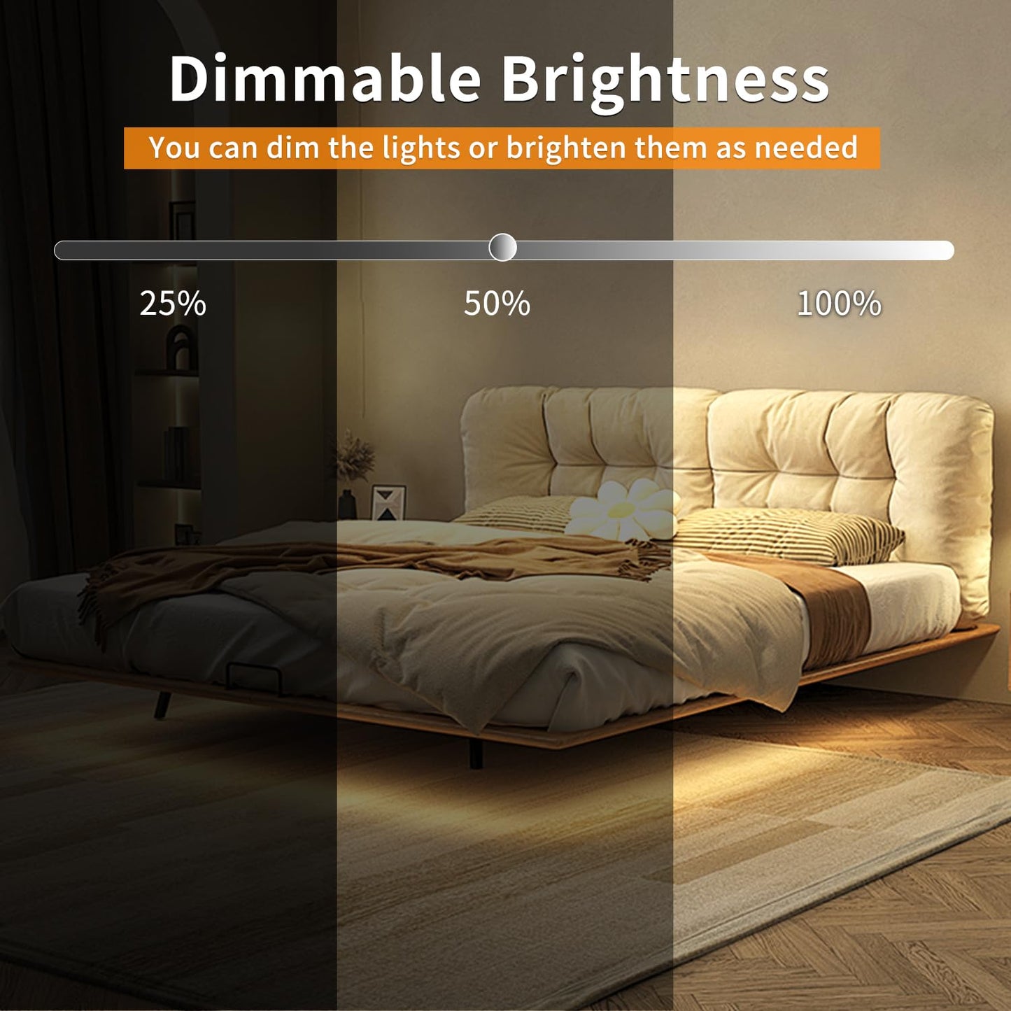 Yeewhale 16.4ft COB LED Light Strip 3000K Warm White Dimmable DC 24V Flexible LED Tape Light for Bedroom, with Remote and app Control LED Strip Lights,for DIY Decoration