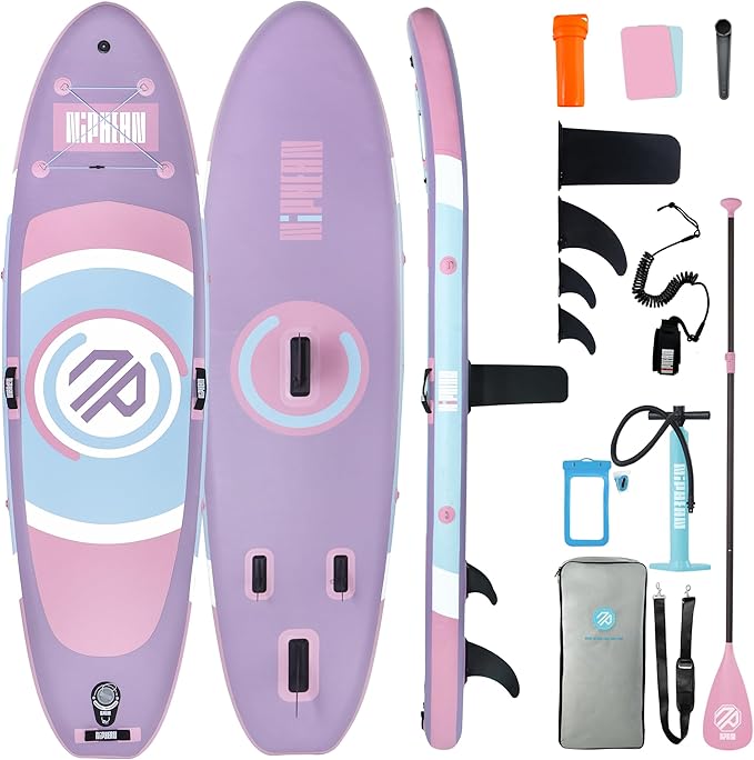Niphean（Ultra-Light）Inflatable Paddle Board with (Beginner Friendly) StabilTrac Fin and Durable SUP Accessories, 10' Stand...