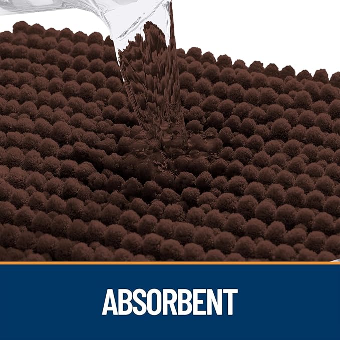 OLANLY Dog Door Mat for Muddy Paws 34x21, Ultra Absorbent Chenille Mud Doormat, Non-Slip Washable and Dirt Trapping Doormat for Indoor Entryway, Quick-Dry Indoor Pet Bed Mats for Dogs, Brown