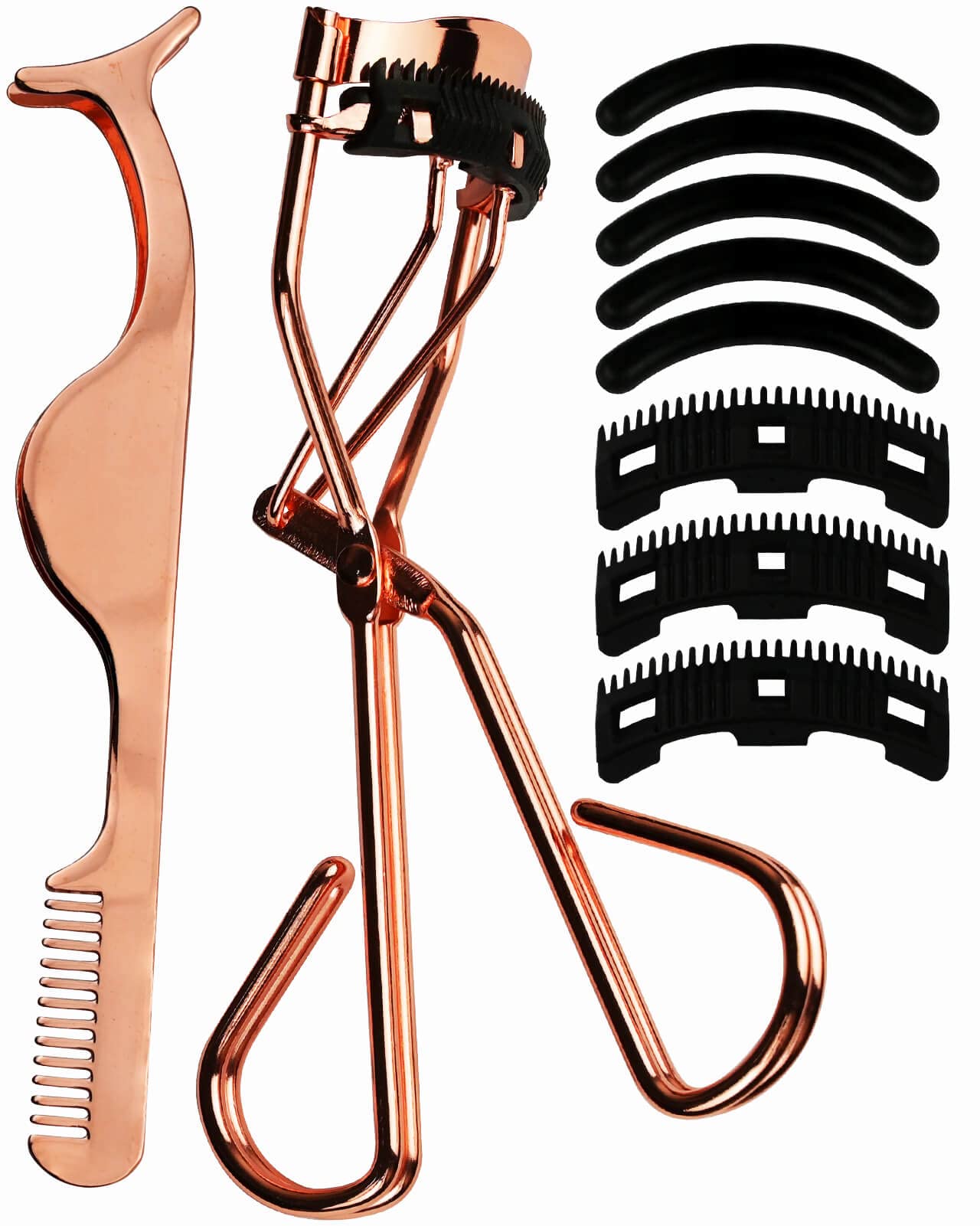 Eyelash Curlers with Comb and Eyelash Applicator Tweezers with Comb IMMER LIEBEN Press for 10 Seconds to Naturally Curl Your Las