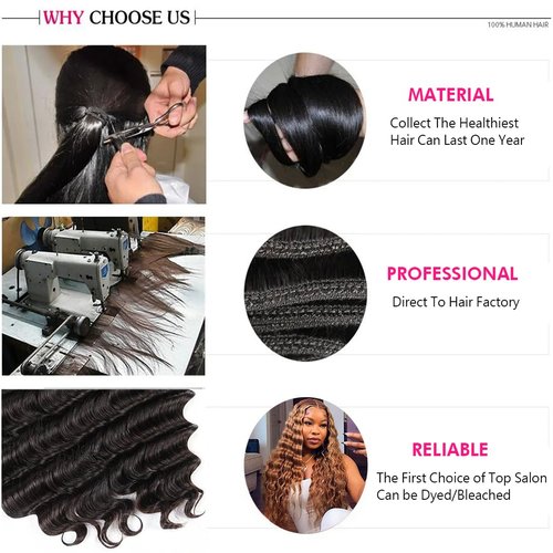 Taziza Loose Wave Human Hair Bundles with Closure(14 16 18+12 Inch,Free Part) Pre Plucked with Baby Hair 12A Unprocessed Loose Deep Wave Bundles with 4x4 Closure Human Hair