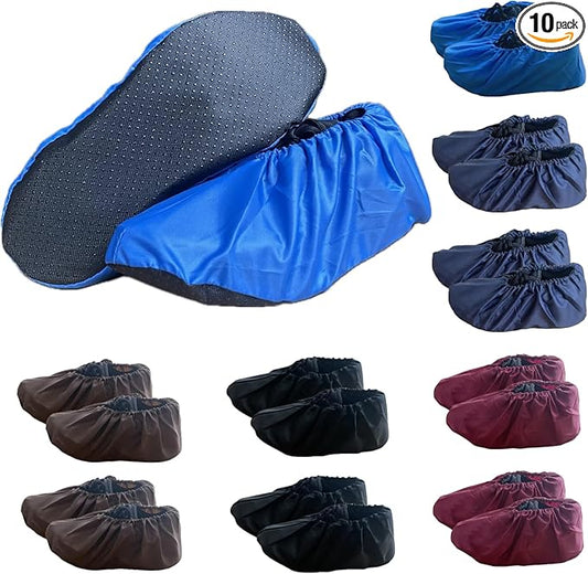 10 Pairs Washable Reusable Shoe Covers Light Weight Boot Covers Anti Slip Dustproof Booties For Indoor Household Office Laboratory (Multicolor, Extra Large)