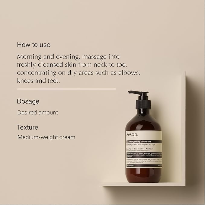 Aesop Resolute Hydrating Body Balm | Supple, Smooth Skin | Emollient Rich With Shea Butter, Wheat Germ Oil and Sweet Almond Oil | 16.9 oz / 500mL
