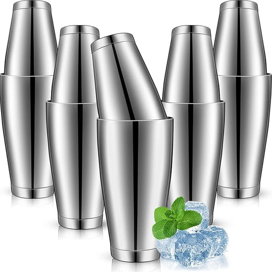 10 Pcs Cocktail Shaker Tin Set, Professional Bar Shaker Boston Cocktail Shakers, Weighted Shake Can, Stainless Steel Marti...