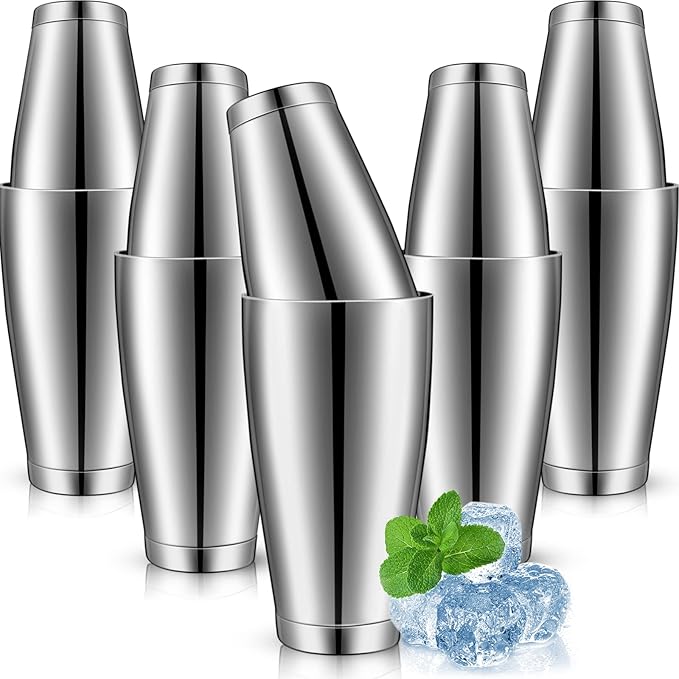 10 Pcs Cocktail Shaker Tin Set, Professional Bar Shaker Boston Cocktail Shakers, Weighted Shake Can, Stainless Steel Marti...