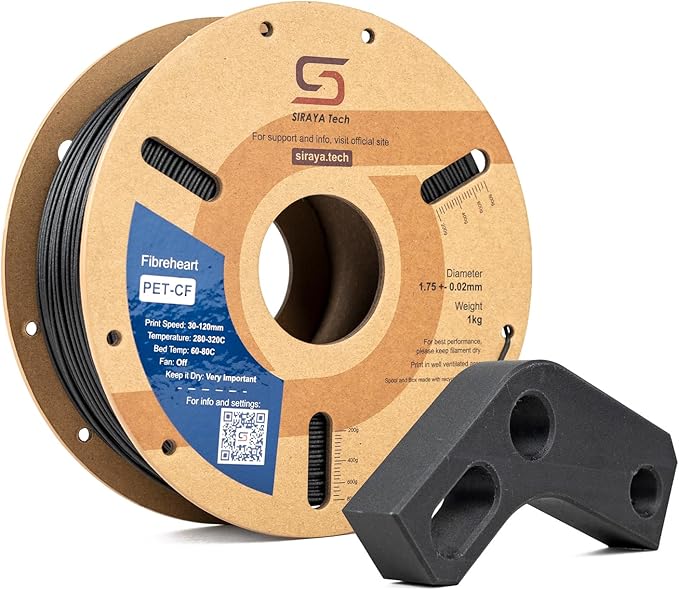 Siraya Tech Fibreheart PET-CF 3D Filament - Carbon Fiber Reinforced, High Strength & Rigidity, Easy Print, Dimensionally S...