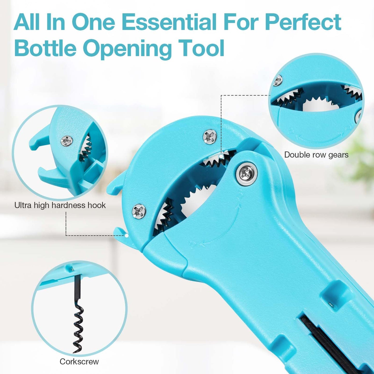 UYWLYCL Jar Opener Bottle Opener and Lid Opener for Seniors with Arthritis, Weak Hands, Multi 7 in 1 Retractable Magnetic Can Opener, Original Kitchen Wine Opener Gadgets (Cyan)