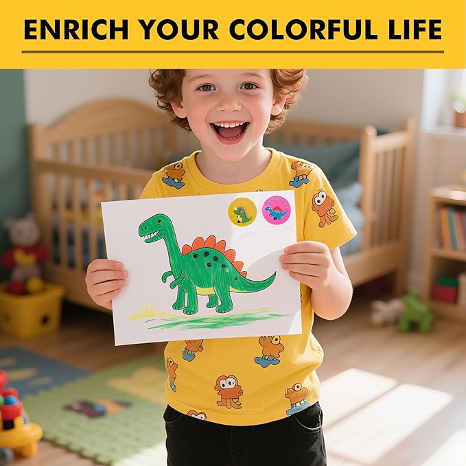 3 Roll Reward Stickers, 1500 Pcs Motivational Stickers for Kids, School Supplies Roll Sticker for School Classroom, 24 Designs (Each Measure 1” in Diameter), Include Dinosaur/Unicorn/Flower Patterns