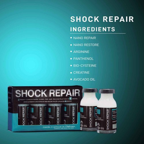 TRUSS Shock Repair Hair Treatment 4 Week Supply Bundle with Ultra Hydration Plus Shampoo for Dry Hair