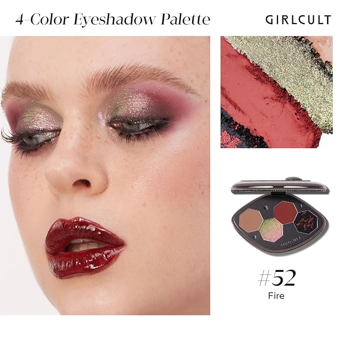 GIRLCULT 5-in-1 Makeup Gift Set – Playful All-in-One Makeup Kit with Eyeshadow Quad, Cream Blush, Matte Lip Stains & Hand Mirror, Pigmented & Blendable, Valentine’s Day & Holiday Beauty Gift