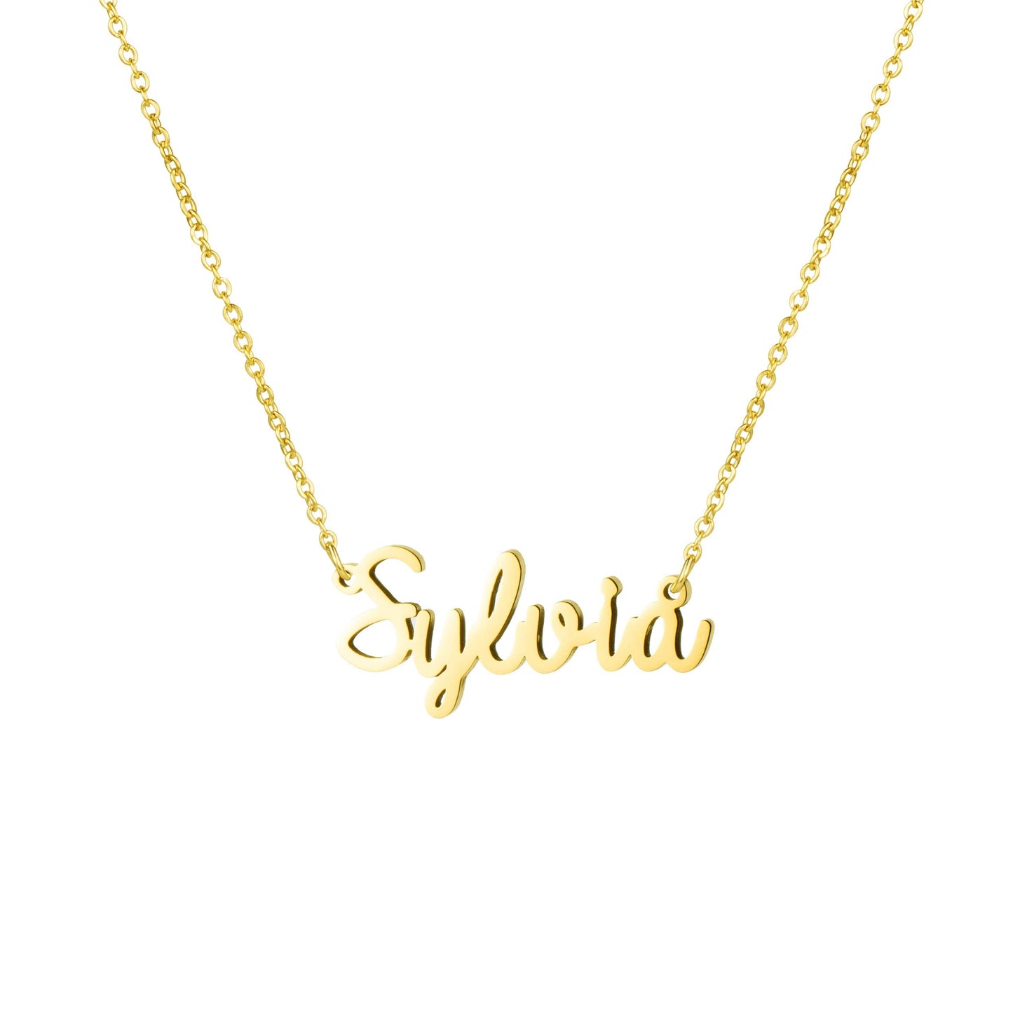 Awegift Women Jewelry Name Necklace Big Initial Gold Plated Best Friend Women Gift for Her Sylvia