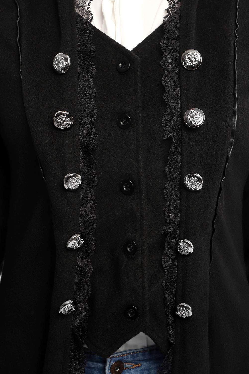 VNVNE Women's Gothic Steampunk Corset Halloween Costume Coat Victorian Tailcoat Jacket（M,Black）