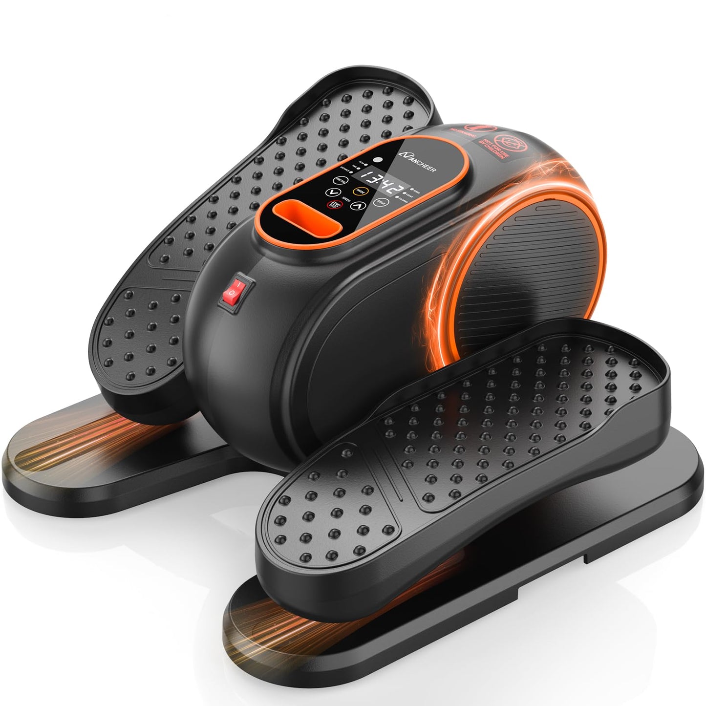 ANCHEER Under Desk Elliptical, 24-in-1 (12 Auto & 12 Manual) Elliptical Machine with Wireless Remote&Dual-Direction, Quiet Compact Leg Exerciser for Home Office (Orange)