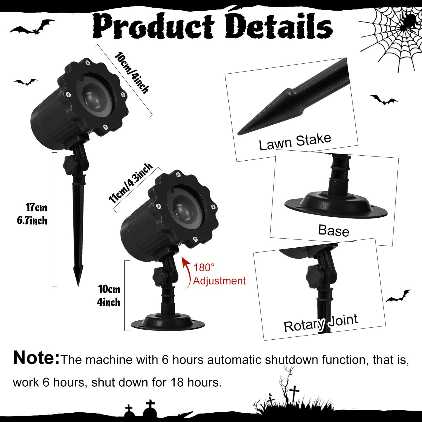Treela Halloween Projector Lights Outdoor Indoor Dynamic Ghost Skull Lights Decoration Outside LED Landscape Lamp for Holiday Garden Supplies (Ghost, Red)