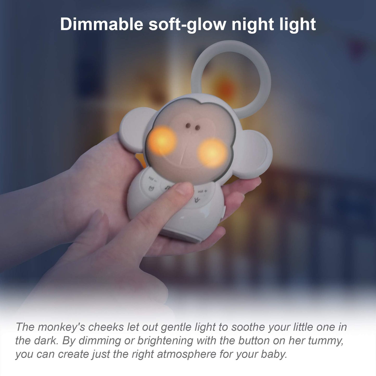 VTech Communications BC8211 Myla The Monkey Baby Sleep Soother with a White Noise Sound Machine Featuring 5 Soft Ambient Sounds, 5 Calming Melodies & Soft-Glow Night Light, 1 Count (Pack of 1)