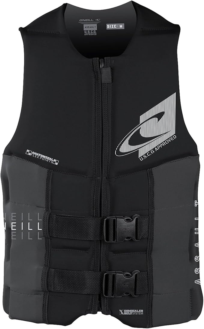 Oneill Mens ASSAULT FZ USCG LIFE VEST, BLK/GRAPH, 3XL