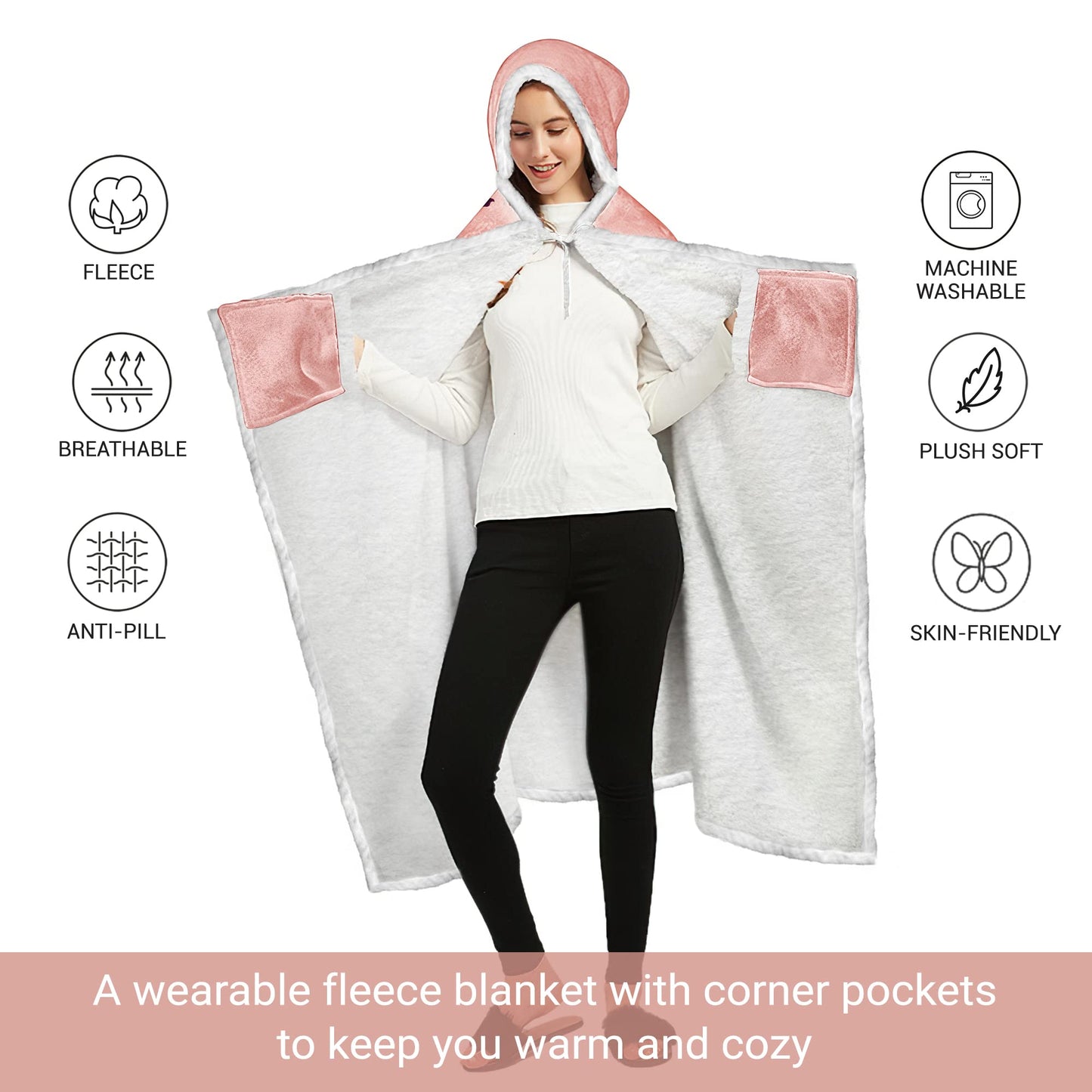 Vprintes Mama Pink Wearable Blanket Hoodie - Birthday Gifts for Mom from Daughter Son - Wife Birthday Gifts, Gifts for Wife from Husband