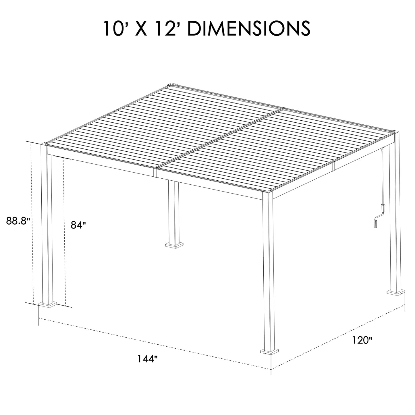 Kozyard Outdoor Louvered Pergola Sun Shade Aluminum Pergola Rainproof Gazebo with Adjustable Roof for Outdoor Deck Patio Garden Yard (White, 10' x 12')