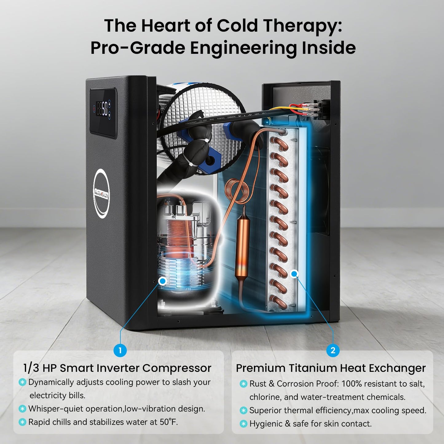 BAOSHISHAN 1/3 HP Cold Plunge Chiller with Pump & Filter for Ice Bath Tubs