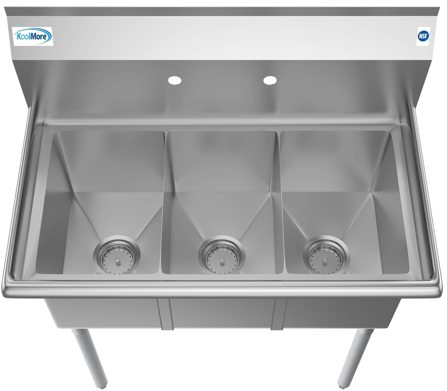 KoolMore 36" 3 Compartment Stainless Steel Triple Bowl NSF Commercial Kitchen Sink - Bowl Size 10" x 14" x 10"