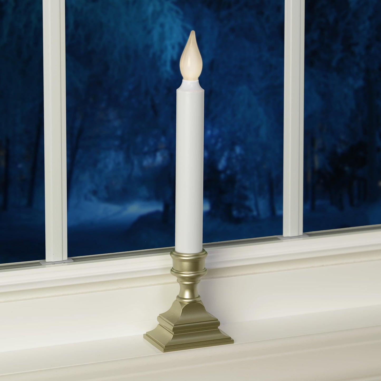 612 Vermont LED Battery Operated Window Candles with Timer, Bright Hot Spot, VT-1506P-4 (Pack of 4, Pewter)