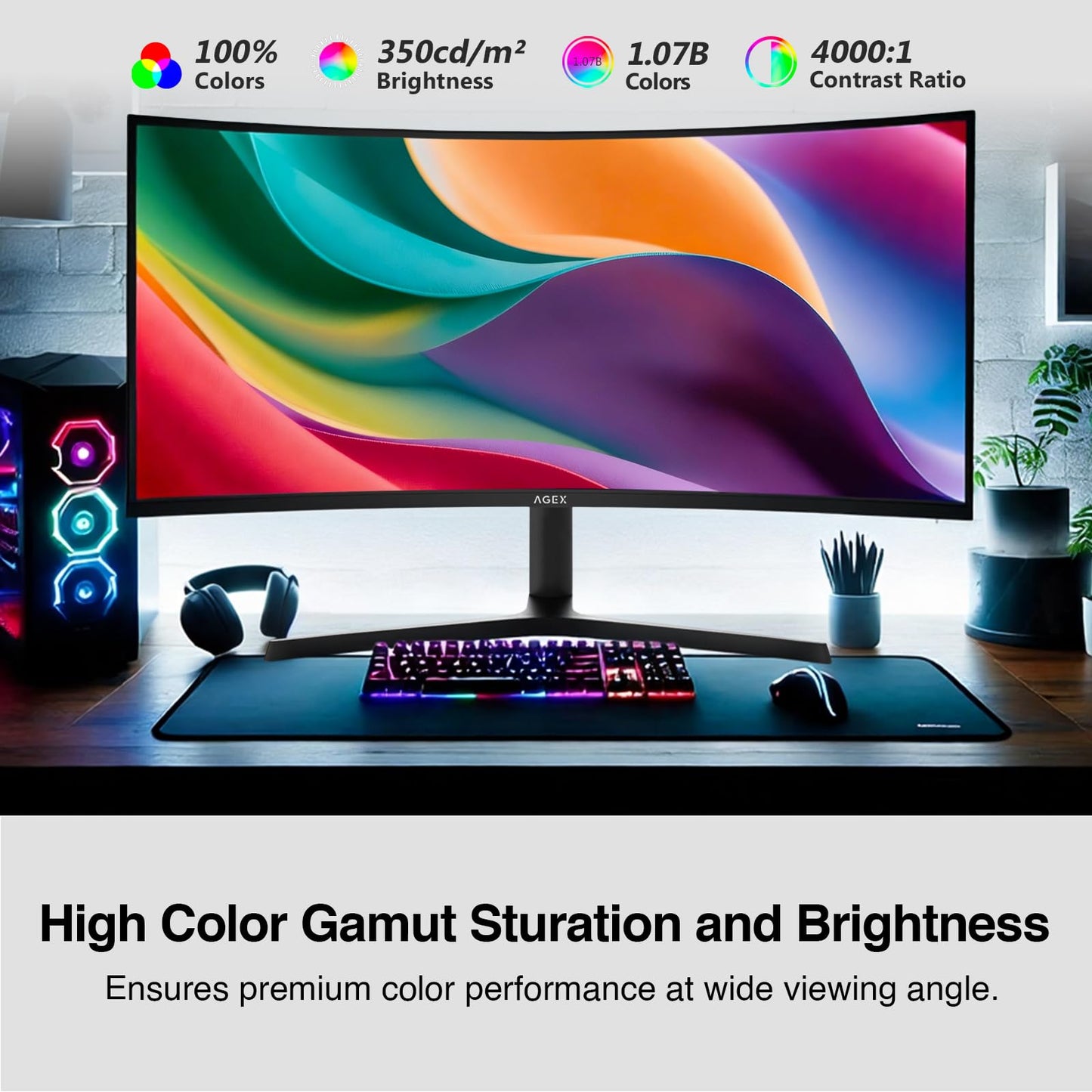 Z-Edge 34" Curved Gaming Monitor, WQHD 1440P 240Hz 165Hz Computer Monitor, MPRT 1ms, 21:9 Aspect Ratio, 1500R，16.7M Colors, 4000:1 Contrast, AG34P Edgeless, Height Adjustable 2X DP and 2X HDMI