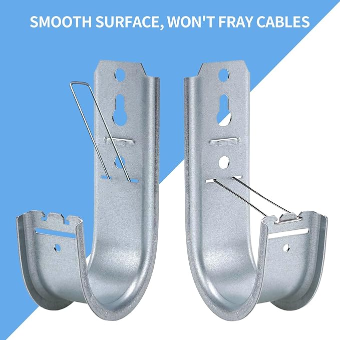 50 Pack 2-Inch Galvanized Steel Cable Support J-Hooks with Retainer Clips - Heavy Duty Wall Mount Cable Management Hooks for Structured Cabling & Organization
