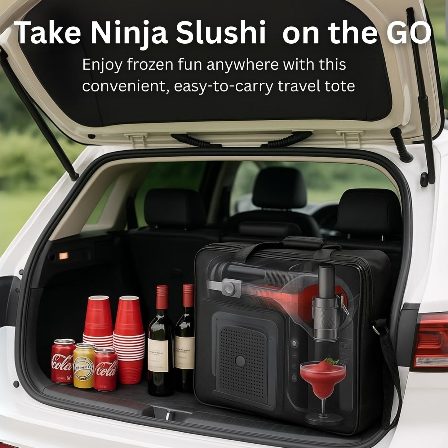 Merrifete Carrying Bag for Ninja Slushie Machine FS301/FS300/FS299, Portable Tote Bag with Front-Opening Design, Side Handles, Padded Shoulder Strap for Frozen Drink Maker Accessories